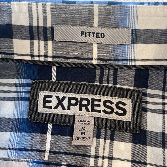 Express Plaid Button-Down Long Sleeve Shirt - Size M (Neck 15-15 1/2) - Picture 5 of 7